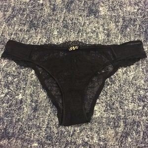 Victoria's Secret black lace pantie w/ crystals